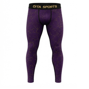 Ensemble de vêtements de sport pour homme, manches longues et leggings, couleur violet foncé, performance active, compression, entraînement, fitness, gym, sportswear, athlétique - Product Image 4