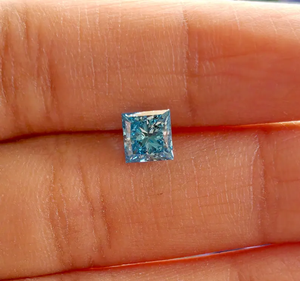 Diamant de laboratoire bleu vif taille princesse 1,00 carat certifié IGI, diamant non monté pour bague de fiançailles, diamant CVD, bague personnalisée - Product Image 1