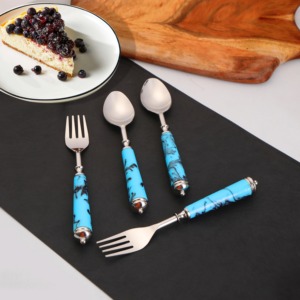 Ensemble de couverts en acier inoxydable doré avec manche en résine blanche, design moderne, passe au lave-vaisselle, durable pour la cuisine, la salle à manger, utilisation décorative - Product Image 6