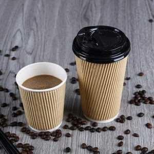 Vasos desechables para llevar de 6oz - 22oz, vasos de papel para café con pared ondulada y tapa, logotipo personalizable para viajeros matutinos ocupados. - Product Image 3