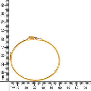 Elegant Diamond Circle & Pear Cut Open <b>Bangle</b> <b>Bracelet</b> for Women | 18K Yellow Gold Geometric <b>Bracelet</b> | Minimalist Luxury Stacka - Product Image 4