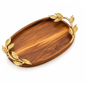 Bandeja de servir vintage hecha a mano de madera con asas de metal para hotel y hogar, bandeja decorativa para vajilla a un precio asequible. - Product Image 2