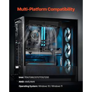 Dissipatore a Liquido AIO per CPU da 120mm con Interfaccia di Alimentazione a 3 Pin, Cavo da 1.8FT, Display Max. 2200 giri/min Nero Efficiente - Product Image 2