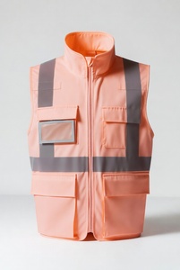 Gilet de sécurité réfléchissant marron avec panneaux en maille et plusieurs poches pour les travaux de construction et de circulation - Product Image 3
