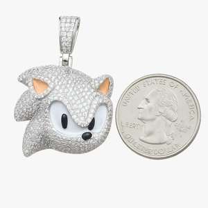 Colgante de Lujo Sonic Charm con Diamante Moissanita, Plata de Ley 925, Estilo Iced Out, Sin Cadena - Product Image 1