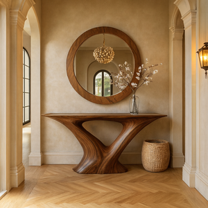 Mesa Consola de Madera Maciza Minimalista Moderna Hecha a Mano para el Hogar, Sala de Estar, Hotel, Comedor, Apartamento, Entrada, Curva Natural - Product Image 6