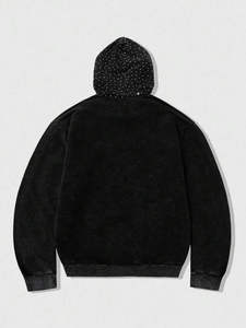 Sudadera con capucha completa para hombre, de algodón de 300 GSM de alto gramaje, con bordado personalizado, estilo urbano, desgastada, retro, con lavado ácido y efecto descolorido por el sol, con cremallera - Product Image 6