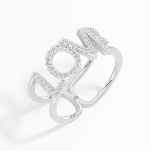 Bague Love Letter VABS DIAMOND Moissanite Cluster pour Femme 0.23ctw Sertie à Griffes Plaqué Rhodium Or 10K/14K/18K Design Classique - Product Image 2