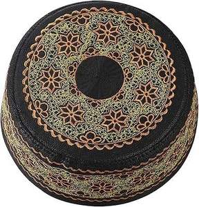 Handmade Muslim Kufi Cap for Men Soft Cotton Prayer Hat <b>Islamic</b> Wear Supplier Stretchable Stripes Eco-Friendly - Product Image 4