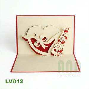 Carte d'invitation de mariage ou de la Saint-Valentin 3D en forme de cœur, faite à la main par ANN HANDICRAFT, avec enveloppe découpée, impression personnalisée, papier d'amour - Product Image 6