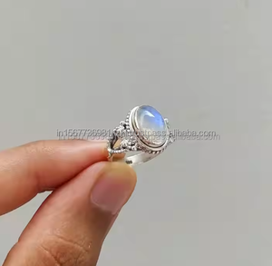 Anillo étnico hecho a mano Chapado en plata de ley 925 más vendido, joyería ajustable de piedras preciosas de piedra lunar para aniversarios bodas - Product Image 6