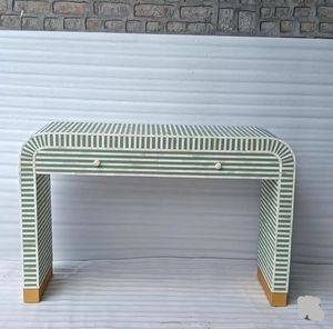 Table console moderne en bois et MDF avec incrustation d'os et cascade pour salon, hôtel, maison et bureau - Product Image 5