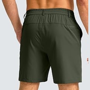 Men's light blue solid shorts Quick dry board shorts Drawstring waist swim trunks Casual mid rise - Product Image 3