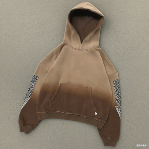 เสื้อฮู้ดดี้โอเวอร์ไซส์แบบยูนิเซ็กซ์ สไตล์สตรีทแวร์ ผลิตตามสั่ง ล้างสีแบบแอซิดวอช สีซีดจางแบบซันเฟด ผ้าฝ้ายหนานุ่ม เฟรนช์เทอร์รี่ สำหรับฤดูหนาว - Product Image 5