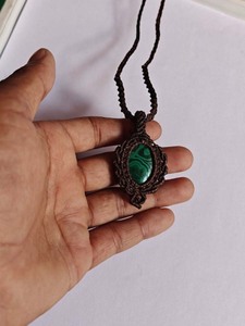 Handmade Brown Macrame Moonstone Pendant <b>Necklace</b> - Adjustable Boho Healing Ethnic <b>Statement</b> Jewelry Wholesale - Product Image 5