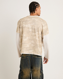 เสื้อยืดแขนยาวผู้ชายแบบหนาพิเศษสองชั้น พิมพ์ลายดิจิตอลผ้าฝ้าย 100% สไตล์ใหม่ทรงโอเวอร์ไซส์ - Product Image 2