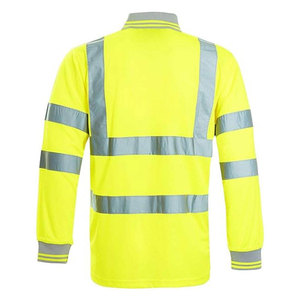 Hi Vis Long Sleeve Polo Shirt for Men Reflective Polyester Safety Construction Road Industrial Workwear Polo Shirts - Product Image 4