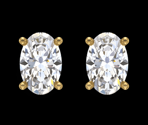 Oval Diamond <b>Earrings</b> Four Claw <b>Stud</b> <b>Earrings</b> Gold Tone Oval Cut Jewelry for Wedding Party - Product Image 1