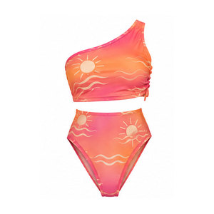 Women Resort Swim Set Two Piece Coordinated Swimwear Flexible Fabric <b>High</b> Bottom Summer Travel Beach Apparel - Product Image 1