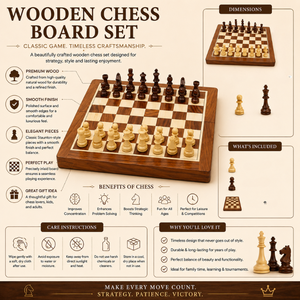 Jeu d'échecs en bois de 10 pouces |   Échiquier pliable avec rangement, jeu de stratégie fait main pour adultes, enfants, famille, cadeau de voyage, jeux d'échecs - Product Image 5