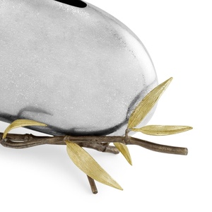 Jarrón de lujo Saleem International 2026 con diseño de granada, color plateado, de metal, con hoja de ginkgo marrón dorado - Product Image 4
