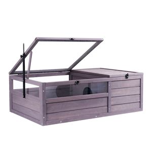 Terrario Regolabile in Legno per Tartarughe con Portalampada, Recinto per Rettili da Interno ed Esterno con 2 Ambienti per Ricci - Product Image 4