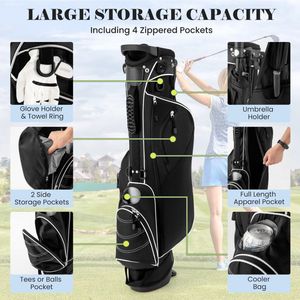 <b>Golf</b> Stand Cart <b>Bag</b> with 4-Way Divider PU <b>Leather</b> Carry Organizer with Pockets - Product Image 6