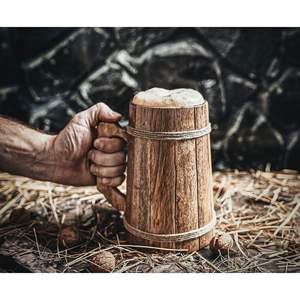 Handmade Wooden <b>Beer</b> Mug Dragon Handle Vintage Style Bar Accessory Classic Design Men Eco-Friendly CE Certified Microwave Lid AL - Product Image 4