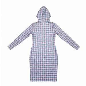 Vestido Midi Ajustado de Mujer con Estampado de Pata de Gallo, Manga Larga, Elegante, para Oficina o Fiesta, Venta al Por Mayor Personalizada - Product Image 2