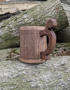 Chope en bois Arbre de Vie avec poignée serpent, faite à la main, cadeau unique, récipient à boire, ustensile de cuisine, écologique, traditionnelle - Product Image 2
