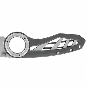 Grau-Silberne Klappmesser mit Scharfer Edelstahlklinge Kreisförmiger Fingerring Durchbrochener Metallgriff Outdoor EDC Utility-Messer - Product Image 3