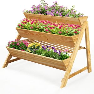 Jardinière verticale en bois à 3 niveaux avec étagère de rangement - Product Image 3