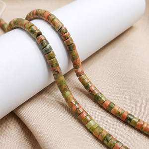 Perles en pierre précieuse Unakite naturelle lisse pour la fabrication de bijoux DIY faits à la main 4mm - Product Image 1