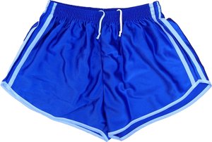 Pantalones Cortos Deportivos Azules de Secado Rápido para Hombre con Cintura Ajustable con Cordón y Franja Lateral, Pantalones Cortos Deportivos de Poliéster Tejido de Color Sólido a Media Pierna - Product Image 4