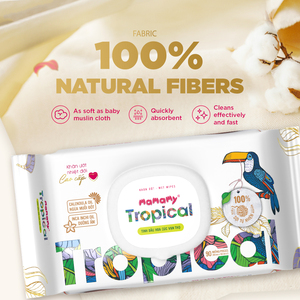 Toallitas Húmedas para Bebés Mamamy Tropical Rayon, 60 Piezas, Textura en Relieve No Tejida, 100% Fibras Naturales, Prevención Segura de Irritaciones - Product Image 3