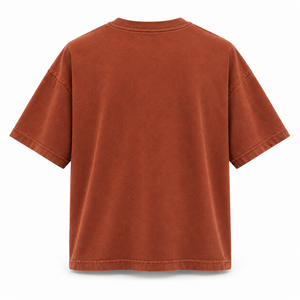 เสื้อยืดทรงบ็อกซี่สไตล์สตรีทแวร์ น้ำหนัก 270 กรัม สีเบิร์นรัสต์ ย้อมสีแบบพิกเมนต์ ผ้าคอตตอนเนื้อหนา ทรงโอเวอร์ไซส์ คอกลม - Product Image 2