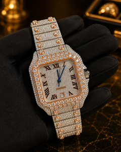 MB ETERNAL JEWELS นาฬิกาเพชร ตัวเรือนทรงสี่เหลี่ยม 30 มม. ตัวเลขโรมัน อนาล็อก ควอตซ์ สำหรับทุกเพศ สไตล์หรูหรา คริสตัลแซฟไฟร์ - Product Image 5