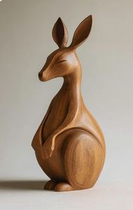 Escultura de Canguro de Madera Hecha a Mano, Figura Artística de Animal Estilo Art Deco, Decoración Irregular para Mesa, Decoración para el Hogar, para Sala de Estar, Personalizada - Product Image 3