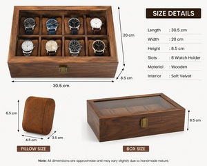 Caja de Relojes de Madera Royal Heritage con Tapa de Cristal, Estuche de Almacenamiento para Joyas y Relojes con 10 Ranuras, Diseño Vintage de Lujo - Product Image 5