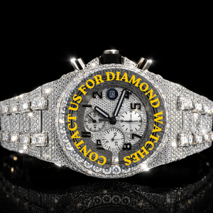 Impresionante Reloj Premium con Esfera Redonda de Moissanita y Diamantes Blancos, con Cronógrafo, Fecha Automática y Resistencia al Agua - Product Image 1