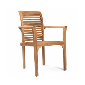 Teak Solid Wood Modern Design Outdoor Dining <b>Chair</b> with Tapered Legs Durable and <b>Stackable</b> - Product Image 1