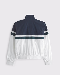 เสื้อแจ็คเก็ตกันลมผู้ชายแบบ Color Blocking ซิปปิด คอตั้ง ระบายอากาศได้ดี ผลิตจากโพลีเอสเตอร์ สไตล์สปอร์ตสำหรับฤดูใบไม้ผลิ สีขาว กรมท่า เขียว - Product Image 6