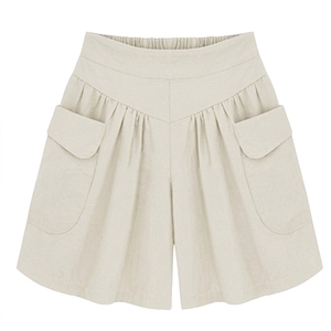 Shorts d'été femme M-6XL 2025 coupe trapèze couleur unie taille haute ample jambe large grande taille décontracté grandes poches haute qualité - Product Image 6