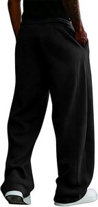 Men's Baggy Fleece Sweatpants Wide Leg Cotton Jogger Pants Loose Fit Drawstring Waist Casual <b>Trousers</b> <b>with</b> <b>Pockets</b> - Product Image 2