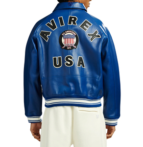 Veste en cuir Avirex pour homme, édition spéciale, haute qualité, streetwear, personnalisée, bleu, pour l'extérieur - Product Image 4