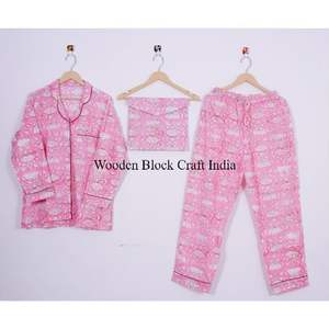 ชุดนอนผ้าฝ้ายแท้ 100% จากอินเดีย ชุดนอนผ้าฝ้าย ชุดนอนพิมพ์ลาย - Product Image 1