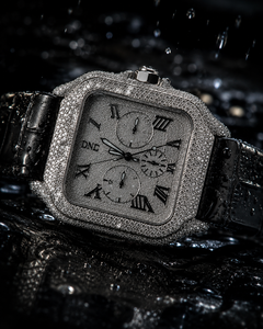 Luxury Square Diamond <b>Watch</b> with Roman Dial Mechanical Movement White Gold <b>Case</b> Moissanite Band - Product Image 4