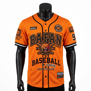 100% cotton T-shirt for men streetwear baseball jersey breathable mesh button down athletic urban fashion top - Product Image 1