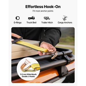 Cinghie di Fissaggio a Cricchetto Resistenti 2 x 30 Piedi con Doppio Gancio a J, Portata 10.000 Libbre, Borsa per il Trasporto e il Fissaggio di Oggetti - Product Image 5