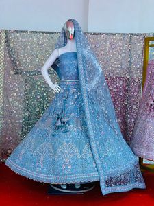 ชุดสูทแต่งงานเจ้าสาวในฝันของผู้หญิงที่สง่างามพร้อมตาข่ายหนา dupatta เพชร zarkan Stones ผลงานชิ้นเอกการออกแบบที่มีไหวพริบขนาดใหญ่สำหรับผู้ใหญ่ - Product Image 6